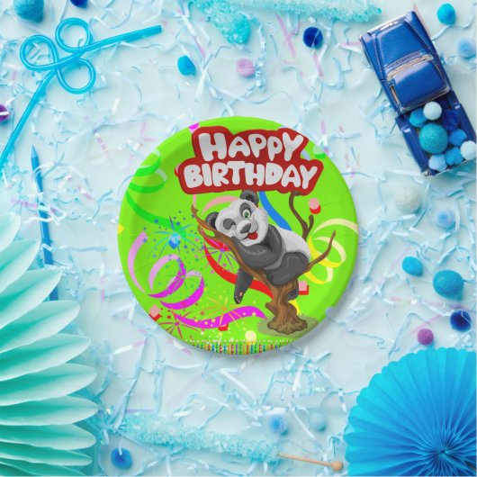 Assiettes En Carton Plaques en papier, Joyeux anniversaire Panda Bear  (Fête)