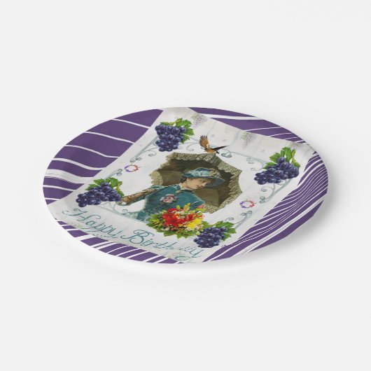 Assiettes En Carton Plaques en papier, joyeux Anniversaire victorien (Angle)