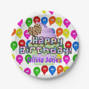 Assiettes En Carton Plaques en papier, Joyeux Ballons d'anniversaire C