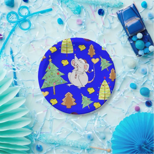 Assiettes En Carton Plaques en papier, Joyeux fromage à la souris bleu (Fête)