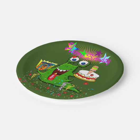 Assiettes En Carton Plaques en papier, joyeux monstre d'anniversaire (Angle)