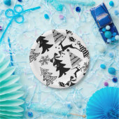 Assiettes En Carton Plaques en papier, Joyeux Noël Argent gris noir (Fête)