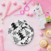 Assiettes En Carton Plaques en papier, Joyeux Noël Argent gris noir (Fête)