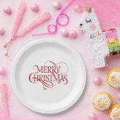Assiettes En Carton Plaques en papier - Joyeux Noël rouge (Fête)