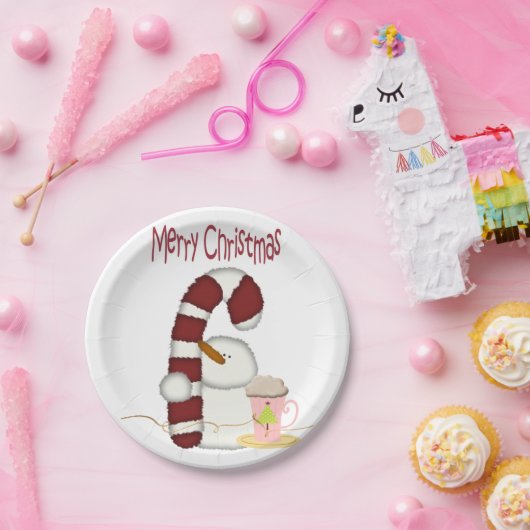 Assiettes En Carton Plaques en papier, Joyeux Noël Snowman Cappuccino (Fête)