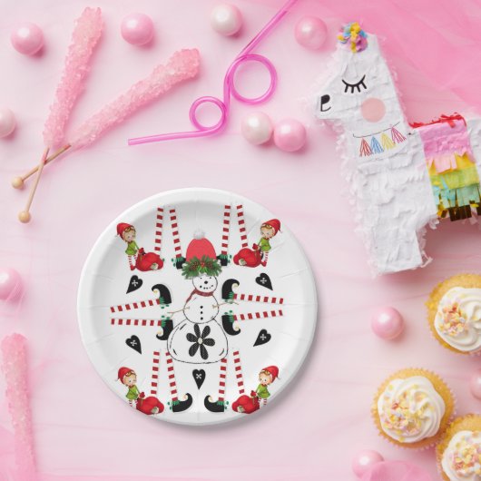 Assiettes En Carton Plaques en papier, Joyeux Noël Snowman Elf (Fête)