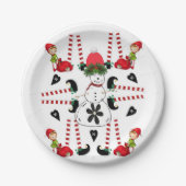 Assiettes En Carton Plaques en papier, Joyeux Noël Snowman Elf (Devant)