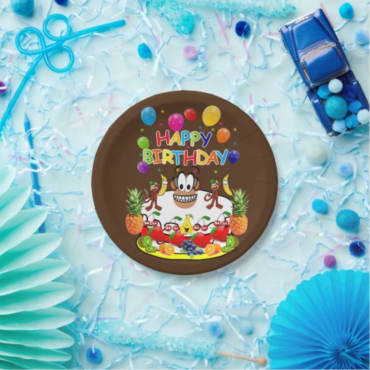 Assiettes En Carton Plaques en papier, Joyeux singes d'anniversaire (Fête)