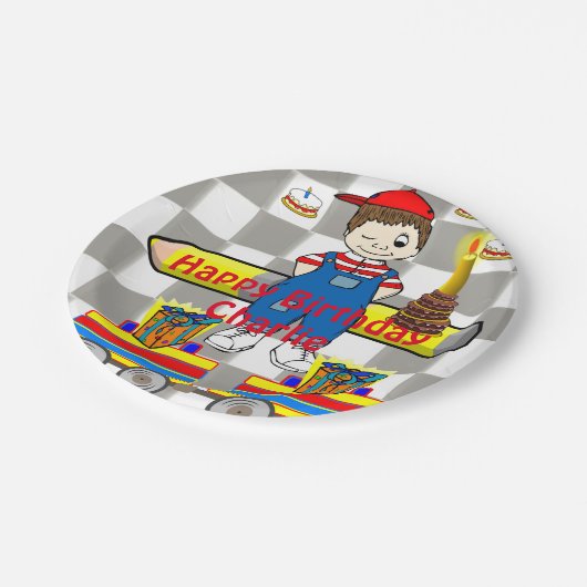 Assiettes En Carton Plaques en papier, Joyeux train d'anniversaire gar (Angle)