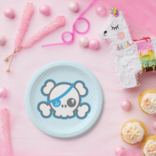 Assiettes En Carton Plaques en papier Kawaii Pirate Skate (Fête)
