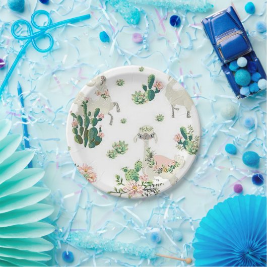 Assiettes En Carton Plaques en papier Llama et Cactus 7" (Fête)