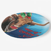 Assiettes En Carton Plaques en papier Longhorn de Noël (Angle)