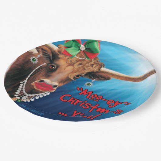 Assiettes En Carton Plaques en papier Longhorn de Noël (Angle)