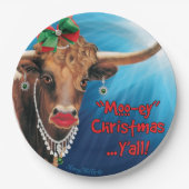 Assiettes En Carton Plaques en papier Longhorn de Noël (Devant)