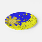 Assiettes En Carton Plaques en papier, Lune Solaire Étoiles Jaunes (Angle)