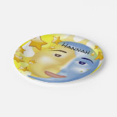 Assiettes En Carton Plaques en papier, Lune Solaire Étoiles Jaunes (Angle)