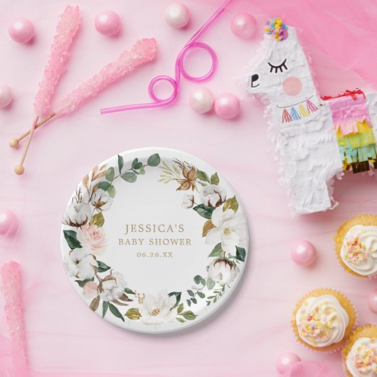 Assiettes En Carton Plaques en papier Magnolia Greenery (Fête)