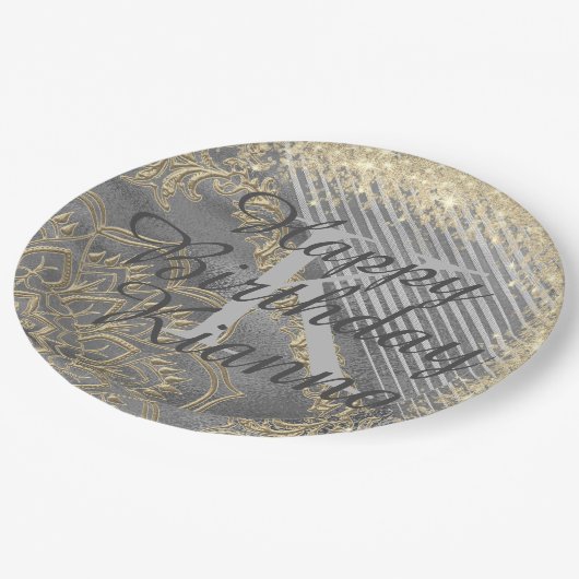 Assiettes En Carton Plaques en papier Mandala Monogramme chic (Angle)