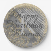 Assiettes En Carton Plaques en papier Mandala Monogramme chic (Devant)