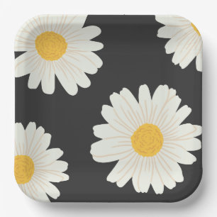 Assiettes En Carton Plaques en papier marguerite noire