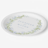 Assiettes En Carton Plaques en papier mariage bleu pastel (Angle)