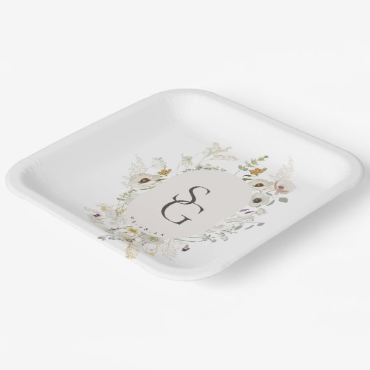 Assiettes En Carton Plaques en papier Mariage botanique (Angulaire)