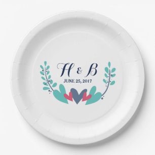 Assiettes En Carton Plaques en papier Mariage Coeurs et vignes