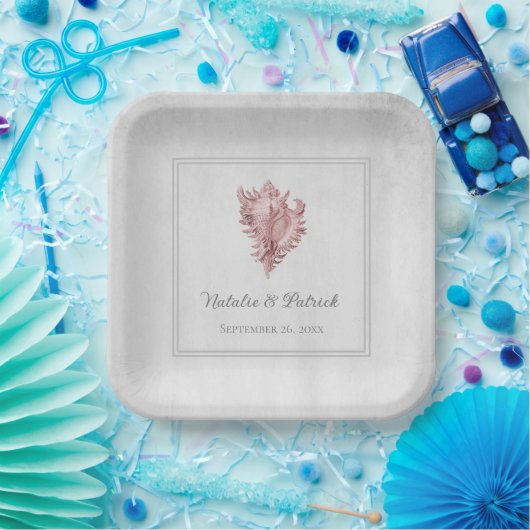 Assiettes En Carton Plaques en papier Mariage Coque rose (Fête)