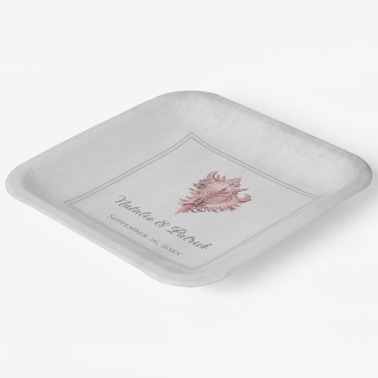 Assiettes En Carton Plaques en papier Mariage Coque rose (Angulaire)