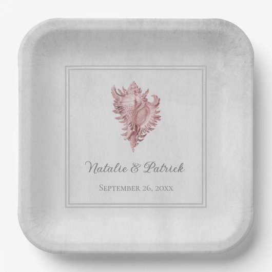 Assiettes En Carton Plaques en papier Mariage Coque rose (Recto)