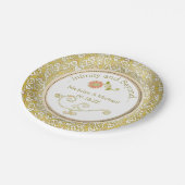 Assiettes En Carton Plaques en papier Mariage damassé or customisées (Angle)