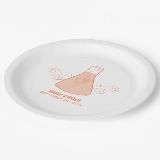 Assiettes En Carton Plaques en papier Mariage de chimie douce orange (Angle)