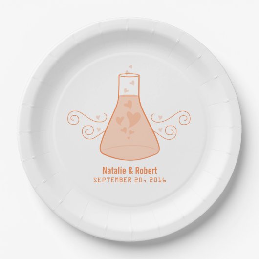 Assiettes En Carton Plaques en papier Mariage de chimie douce orange (Devant)