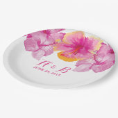 Assiettes En Carton Plaques en papier Mariage de fleurs d'Hibiscus bro (Angle)
