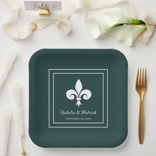 Assiettes En Carton Plaques en papier Mariage Emerald Green Fleur de L (Mariage)