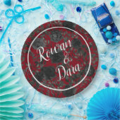 Assiettes En Carton Plaques en papier Mariage gothique Rose rouge et n (Fête)