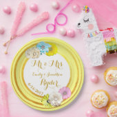 Assiettes En Carton Plaques en papier Mariage jaune, bleu et or (Fête)