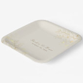 Assiettes En Carton Plaques en papier Mariage or Floral (Angulaire)
