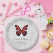 Assiettes En Carton Plaques en papier Mariage papillon rouge (Fête)