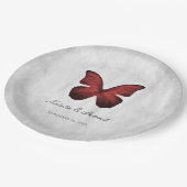 Assiettes En Carton Plaques en papier Mariage papillon rouge (Angle)