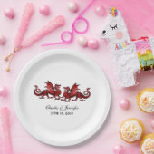 Assiettes En Carton Plaques en papier Mariage Red Elegon Dragons (Fête)