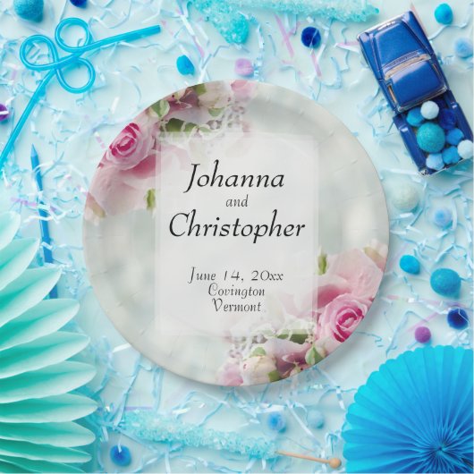 Assiettes En Carton Plaques en papier Mariage Roses roses (Fête)