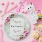 Assiettes En Carton Plaques en papier Mariage Roses roses (Fête)
