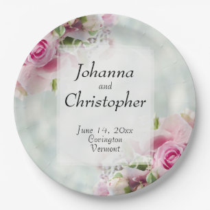 Assiettes En Carton Plaques en papier Mariage Roses roses