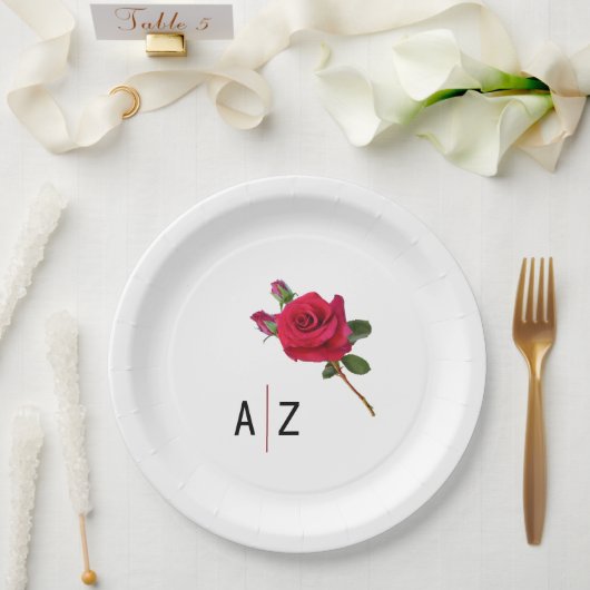 Assiettes En Carton Plaques en papier Mariage rouge Rose (Mariage)