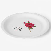 Assiettes En Carton Plaques en papier Mariage rouge Rose (Angle)