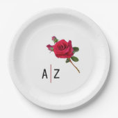 Assiettes En Carton Plaques en papier Mariage rouge Rose (Devant)