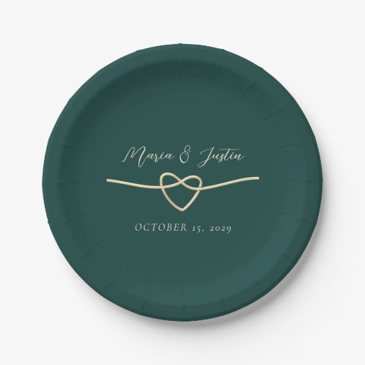 Assiettes En Carton Plaques en papier Mariage vert Emerald (Devant)