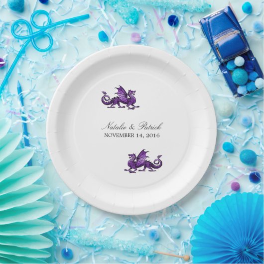 Assiettes En Carton Plaques en papier Mariage violet Dragon (Fête)