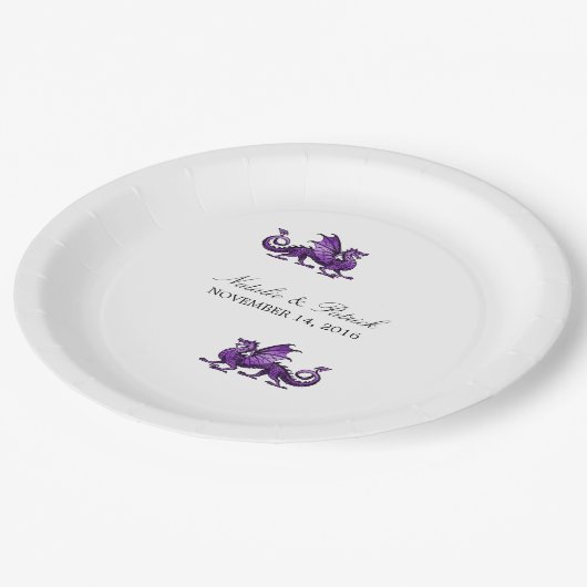 Assiettes En Carton Plaques en papier Mariage violet Dragon (Angle)